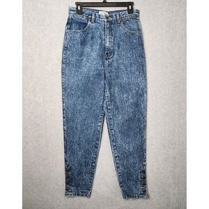 Vintage Stefano Mom Jeans Womens 12 Snap Ankles Blue Acid Wash 80s Saved by Bell